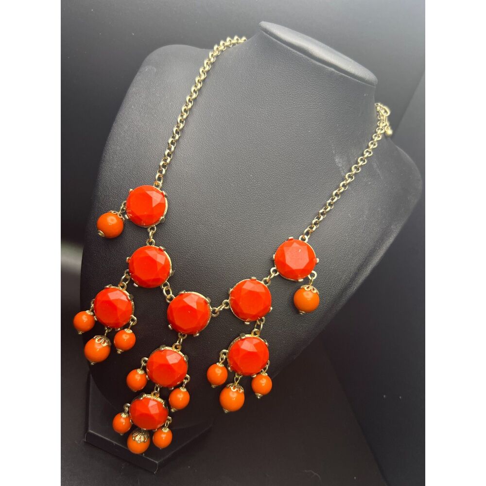 Burnt Orange Statement Necklace - image 7